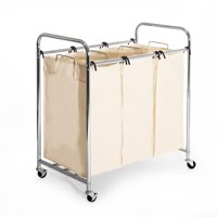Mobile 3-Bag Heavy-Duty Laundry Hamper Sorter Cart
