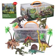 Dinosaur Toys, Realistic Dinosaur Figures with Activity Play Mat & Trees, Educational Dinosaur Playset to Create a Dino World Including T-Rex, Triceratops, Velociraptor, Gift for Kids