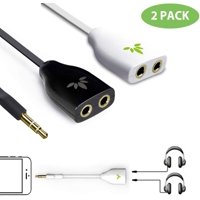 Avantree 2-Pack Two Way 3.5mm Dual Headphone Jack Splitter, AUX Stereo Earphone Earbuds Y Audio Split Adapter Cable Cord for Double Headset, Compatible with iPhone, iPad, Samsung Phones and Tablets