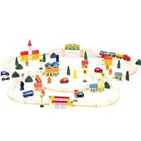 Conductor Carl Wooden Toy Train Track Set with City Figures (100 pieces)