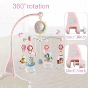 For Newborn 0-24 Months Baby Remote Musical Bed Bell Kid Crib, Night Light Musical Mobile Cot Music Box Gift Baby Rattle Toy Comfort BaBy Fall Asleep Quickly [Pink]