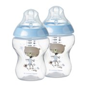 Tommee Tippee Closer to Nature Decorated Baby Bottle, Boy - 9 Ounces, Blue, 2 Count