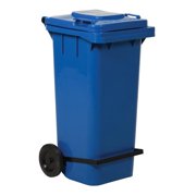 Vestil Manufacturing TH-32-BLU-FL 32 gal Trash Cans with Foot Lid Lifter, Blue