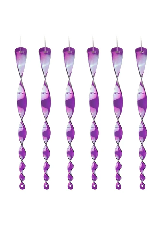 Alloet 6pcs Bird Repellent Stick Reflective Spiral Deterrent Garden Decor (Purple)