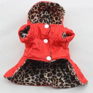 Pets Dogs Leopard Pattern Tutu Coat Dress Puppy Hoodies Both Sides Wear Dog Clothes NEW