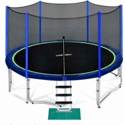 Zupapa 15 14 12 10 8ft Outdoor Trampoline with 425lbs Weight Capacity for Kids Adults,Trampolines with Sprinkler Safety Enclosure Net