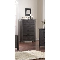 Madison 5 Drawer Kids Bedroom Storage Chest Organizer, Charcoal Wood, Rustic