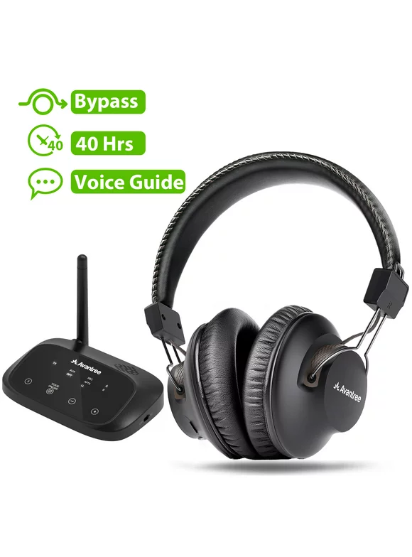 Avantree HT5009 - 40H Wireless Headphones for TV Watching with Soundbar Passthrough & Enhanced Volume for Seniors