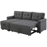 Lilola Home Lucca Linen Reversible Sleeper Sectional Sofa-Color:Steel Gray