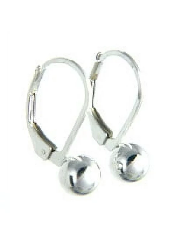 Sterling Silver 6mm Leverback Ball Earrings