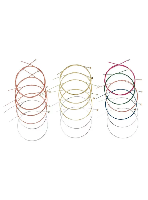 3 Sets of 6 Acoustic Guitar Strings, Replacement Colored Steel Guitar String