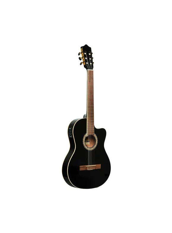 Stagg Thin Cutaway Acoustic Electric Classical Guitar - Black - SCL60 TCE-BLK