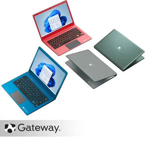 Gateway 11.6" Ultra Slim Notebook, HD, Intel Celeron, Dual Core, 64GB Storage, 4GB RAM, Mini HDMI, 1.0MP Webcam, Windows 10 S, Microsoft 365 Personal 1-Year Included, Charcoal Black