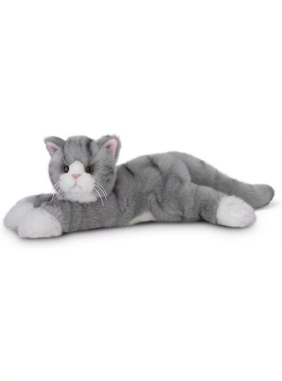 Bearington Socks Plush Stuffed Animal Grey Striped Tabby Cat, Kitten 15 Inch