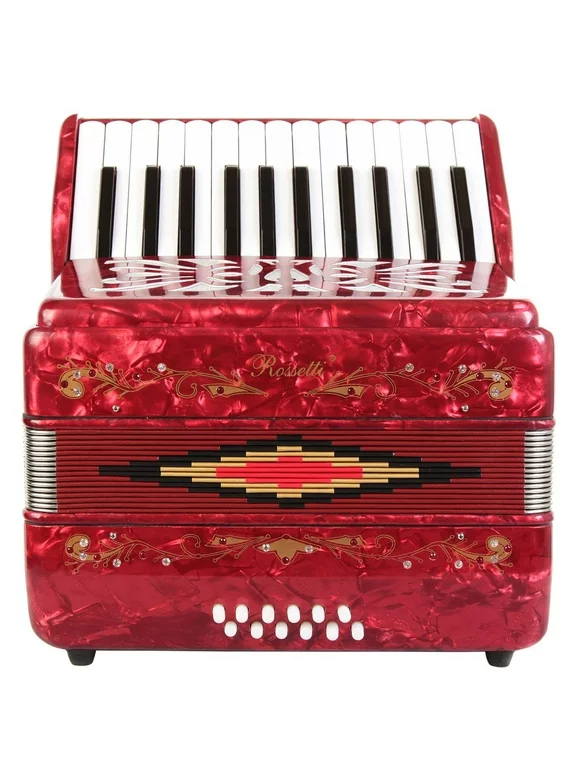 Rossetti Beginner Piano Accordion 12 Bass 25 Keys Red