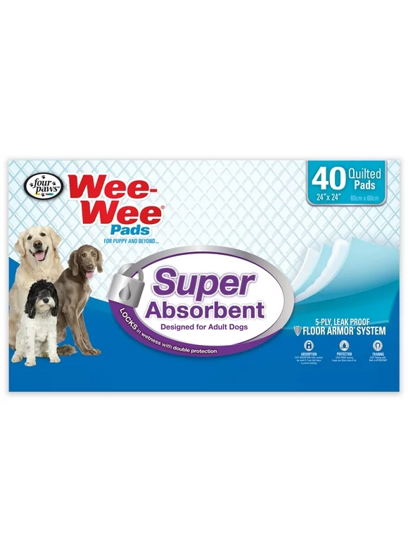Four Paws Wee-Wee Super Absorbent Pads for Dogs Super Absorbent 40 Count
