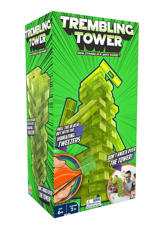 Fotorama Trembling Tower, The Ultimate Vibrating Stacking Game, Pull Blocks Out with Vibrating Tweezers, Extra Challenge, Precision & Fine Motor Skills, Keep Steady or Tumble Down