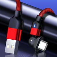 Hmount Deeroll 180 Degree Roating Cable 3A Fast Charging USB Micro Data Wire For Mobile Phone USB Micro Cord(Red/1M)