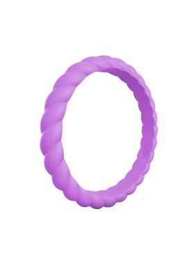 VEAREAR 2Pcs Braided Twist Pattern Silicone Women Ring Wedding Band Party Accessory Gift