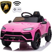 12V Kids Ride On Toys for Boys Girls, YOFE Licensed Lamborghini Kids Ride On Car, Battery Powered 4 Wheels Electric Ride on Vehicles for Kids, Kids Electric Car w/ 3 Speed, LED Light, MP3, Pink, R831