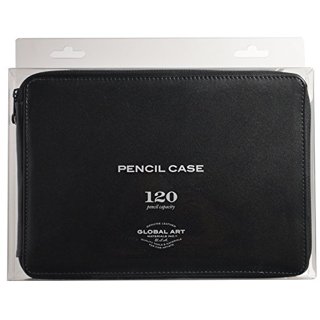 Global Classic Leather Pencil Case - Smooth Black, or 120 Pencils