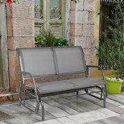 Gymax 48'' Outdoor Patio Swing Glider Bench Chair Loveseat Rocker Lounge Backyard Grey
