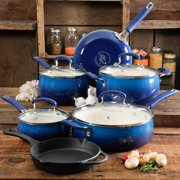 The Pioneer Woman Classic Belly 10 Piece Ceramic Non-stick and Cast Iron Cookware Set