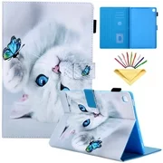 Dteck Flip Case For Samsung Galaxy Tab S5e 10.5 inch 2019 Tablet SM-T720/T725, Cute Pattern PU Leather Folio Stand Cover Built-in Card Slots/Stylus Holder Wallet Case, Cat