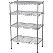 Muscle Rack 20"W x 12"D x 32"H Four-Level Wire Shelving, Chrome