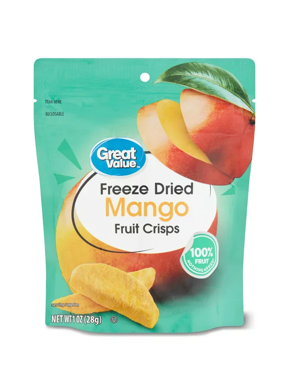 Great Value Freeze Dried Sliced Mango Fruit Crisps 1.0 oz.