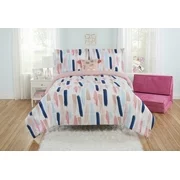 Mainstays Painterly Strokes Comforter Set with Tasseled Pillow, Full/Queen