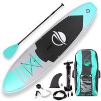 SereneLife Premium Inflatable Stand Up Paddle Board (6 Inches Thick) w/ SUP Accessories and Carry Bag | Wide Stance, Bottom Fin for Paddling, Surf Control, Non-Slip Deck Youth and Adult Standing Boat