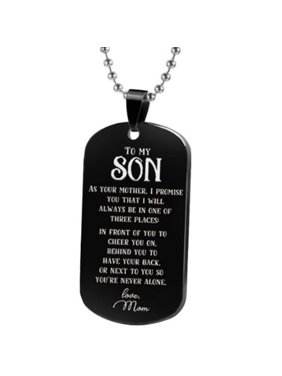 KABOER To My Son The Best Things I Will Always Be In One or Three Places Dog Tag Military Air Force Navy Coast Guard Pendant Necklace(Black 2PCS)