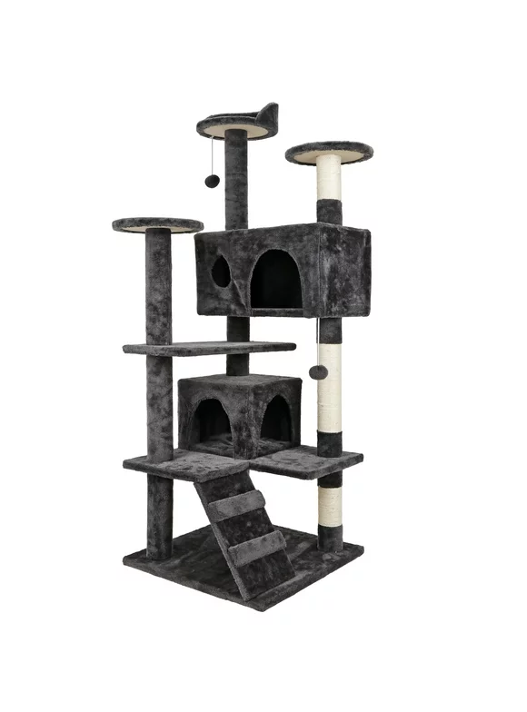 Zenstyle 53-in Cat Tree & Condo Scratching Post Tower, Dark Gray