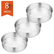 8 Inch Cake Pan Set of 3, Stainless Steel Round Baking Pans LayerCakePans Tin Set, Fit Oven/Pots/Pressure Cooker, Non Toxic & Heavy Duty, Dishwasher Safe