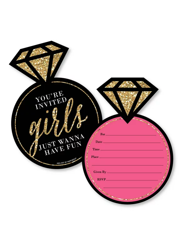 Big Dot of Happiness Girls Night Out - Shaped Fill-in Invitations - Bachelorette Party Invitation Cards with Envelopes - Set of 12