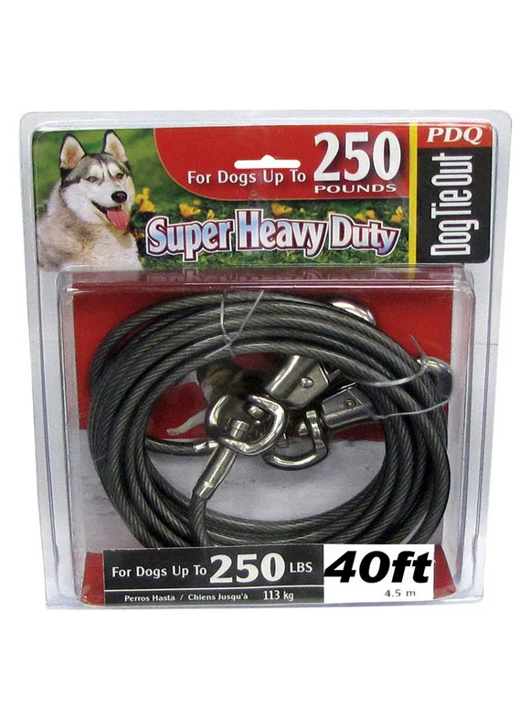 Boss Pet PDQ Silver Tie-Out Vinyl Coated Cable Dog Tie Out X-Large