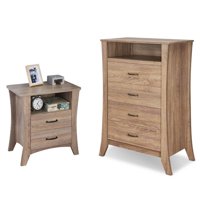 Colt 2 Piece Bedroom Set with Nightstand and Chest in Rustic Natural Wood