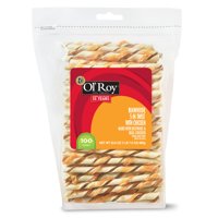 Ol' Roy Rawhide 5" Twist with Chicken Chews for Dogs, 100 Count