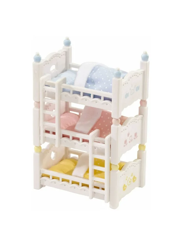 Calico Critters Triple Baby Bunk Beds, Dollhouse Furniture Set
