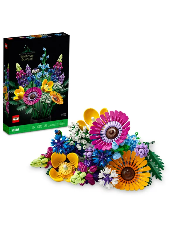 LEGO Icons Wildflower Bouquet 10313 Artificial Flowers, Valentines Day Gift for Adults, Home Dcor (939 Pieces)