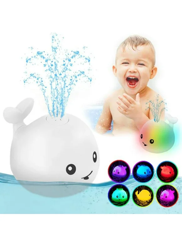 Baby Bath Toys, Whale Automatic Spray Water Bath Toy with LED Light or Music ,Induction Sprinkler Bathtub Shower Toys for Kids Boys Girls