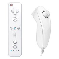 White Wireless Remote Wiimote & Nunchuck Controller Combo Set w/ Strap for Nintendo Wii/Wii U/Wii mini Game