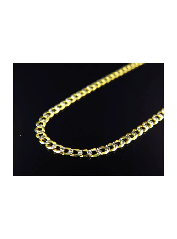 Real 10K Yellow Gold Solid Diamond Cut Cuban Link Chain Necklace 18-26" (2.5MM)