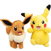 Pokemon Eevee and Pikachu 2 Pack Plush Stuffed Animal Toys, 8"