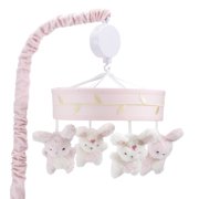 Lambs & Ivy Confetti Pink/Gold/White Bunny Musical Baby Crib Mobile