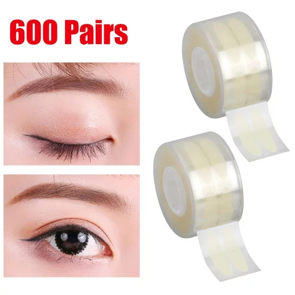 EEEkit 600pairs Invisible Double Eyelid Tape Stickers, Ultra Invisible Two-sided Sticky Double Eyelid Tapes, Instant Eyelid Lift Sticky Strip Without Surgery for Hooded, Droopy, Uneven