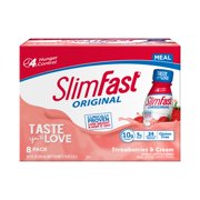 SlimFast Original Meal Replacement Shake, Strawberries and Cream, 11 Fl oz, 8 Ct