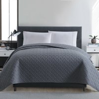 Mainstays Ultra Soft Solid Basketweave Grey Quilt Bedding Collection