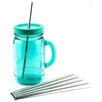 4 Pack Cocostraw for Aladdin Mason Jar 32 oz Tumbler PerfectFIT 18/8 Stainless Steel Drinking Straws With Cleaning Brush